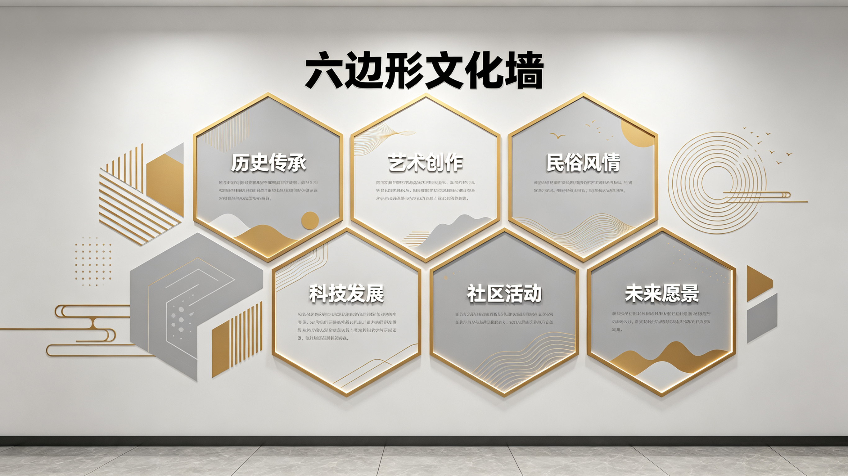  陇县企业文化墙 | 六边形信息美学